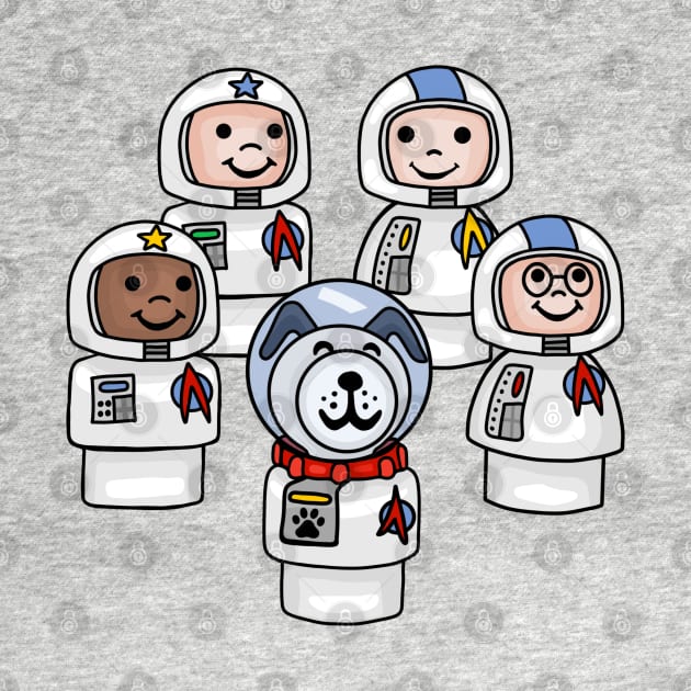 Little Astronauts and Space Dog by Slightly Unhinged